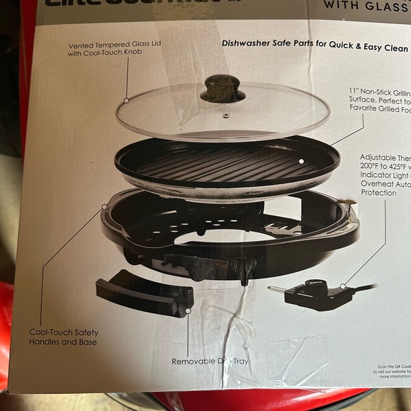 Elite Gourmet Black Indoor Grill with Glass Lid - Picture 4 of 7